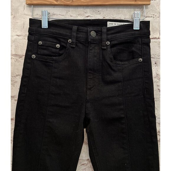 Rag & Bone Womens Jean Black Stretch Denim Skinny Ankle Split Detail Size 24 - Picture 2 of 5